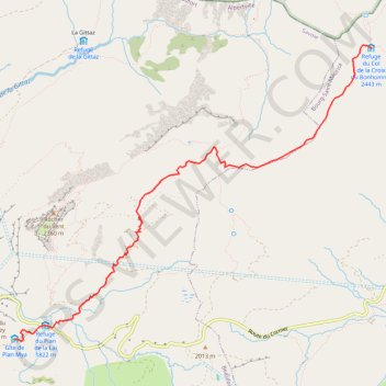 Itinéraire Plan Mya - Refuge du Col de la Croix-du-Bonhomme, distance, dénivelé, altitude, carte, profil, trace GPS