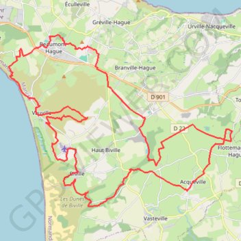 Itinéraire Sentiers de la Hague, distance, dénivelé, altitude, carte, profil, trace GPS