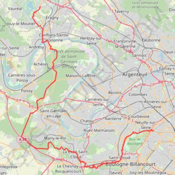 Itinéraire Cergy-Paris (Marly), distance, dénivelé, altitude, carte, profil, trace GPS