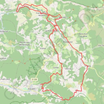 Itinéraire Saoû Dieulefit Vesc, distance, dénivelé, altitude, carte, profil, trace GPS