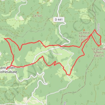Itinéraire Le Velay des 3 Rivières - Le Grand Felletin - Saint-Julien Molhesabate, distance, dénivelé, altitude, carte, profil, trace GPS