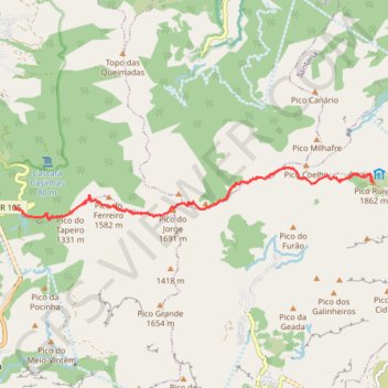 Itinéraire Pico Ruivo à partir de Bocca da Encumeada, distance, dénivelé, altitude, carte, profil, trace GPS