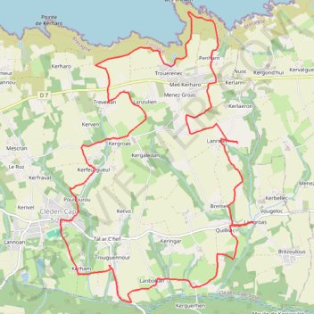 Itinéraire Chapelle de Langroas - Cléden Cap Sizun, distance, dénivelé, altitude, carte, profil, trace GPS
