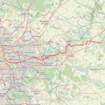 Itinéraire jour 1 FUB paris-Ferte sous jouarre, distance, dénivelé, altitude, carte, profil, trace GPS