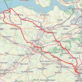 Itinéraire 💨 🌞 Naar de Kust 🍤, distance, dénivelé, altitude, carte, profil, trace GPS