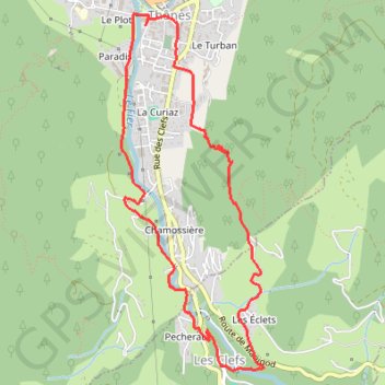Itinéraire Thônes - Circuit du Pont Romain, distance, dénivelé, altitude, carte, profil, trace GPS