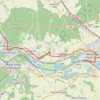 Itinéraire De Champagne-sur-Seine à Montereau-Fault-Yonne, distance, dénivelé, altitude, carte, profil, trace GPS