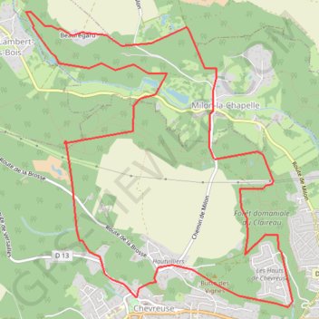 Itinéraire Chevreuse, distance, dénivelé, altitude, carte, profil, trace GPS