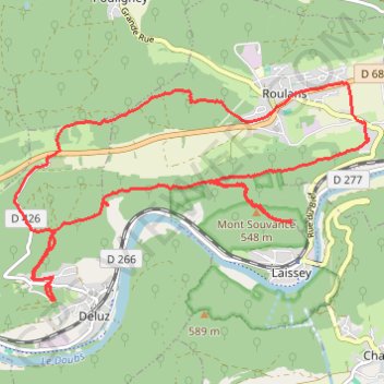 Itinéraire Rando Deluz, distance, dénivelé, altitude, carte, profil, trace GPS