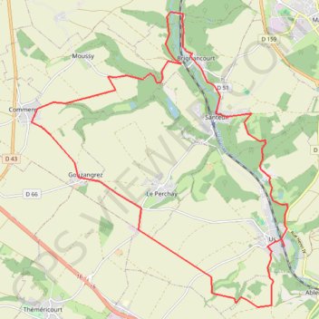 Itinéraire Vexin - Us à Brignancourt et chaussée Jules César, distance, dénivelé, altitude, carte, profil, trace GPS