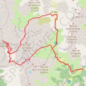 Itinéraire Mont Pelat et tour du Trou de l'Aigle, distance, dénivelé, altitude, carte, profil, trace GPS