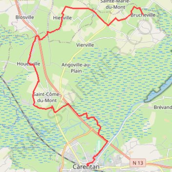 Itinéraire Carentan Liberty March 2025, distance, dénivelé, altitude, carte, profil, trace GPS