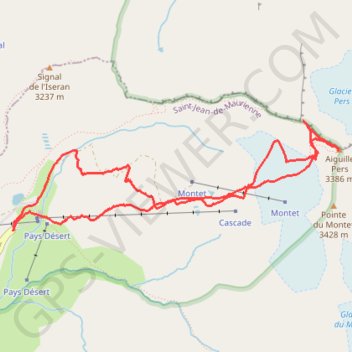 Itinéraire Aiguille Pers, distance, dénivelé, altitude, carte, profil, trace GPS