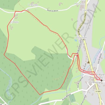 Itinéraire SAINT ALYRE - Le Pélady, distance, dénivelé, altitude, carte, profil, trace GPS