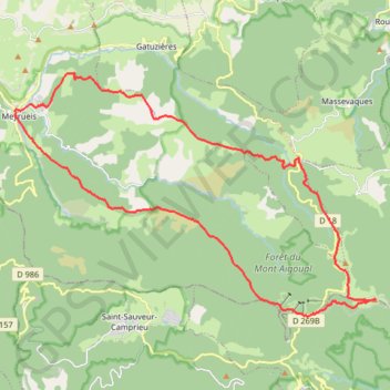 Itinéraire Le versant nord de l' Aigoual, distance, dénivelé, altitude, carte, profil, trace GPS