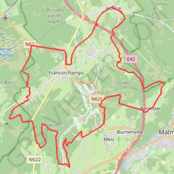 Itinéraire Rando Francorchamps, distance, dénivelé, altitude, carte, profil, trace GPS