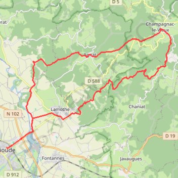 Itinéraire Brioude Champagnac, distance, dénivelé, altitude, carte, profil, trace GPS