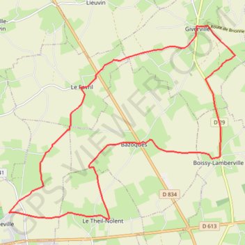 Itinéraire Boucle des champs - Bazoques, distance, dénivelé, altitude, carte, profil, trace GPS