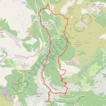 Itinéraire Descente de bramafan, distance, dénivelé, altitude, carte, profil, trace GPS