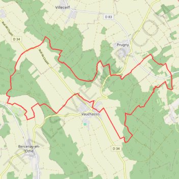 Itinéraire MN25- tour Vauchassis dpt stade Laine au bois (2)-24064889, distance, dénivelé, altitude, carte, profil, trace GPS
