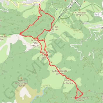 Itinéraire Saint DALMAS MONT TOURNAIRET, distance, dénivelé, altitude, carte, profil, trace GPS