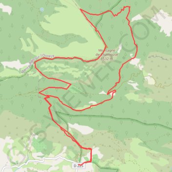 Itinéraire Montagne de Chamouse versant EST, distance, dénivelé, altitude, carte, profil, trace GPS