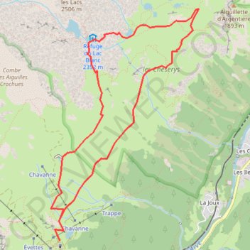 Itinéraire Le Lac Blanc et lacs de Cheserys depuis la Flégère, distance, dénivelé, altitude, carte, profil, trace GPS