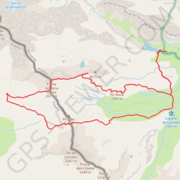 Itinéraire Pic Rond, pic Pointu, pic de Pla d'Aube en circuit depuis Ossoue, distance, dénivelé, altitude, carte, profil, trace GPS