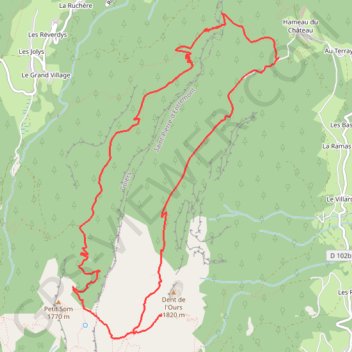 Itinéraire Col du Frêt, (Dent de l'Ours), distance, dénivelé, altitude, carte, profil, trace GPS