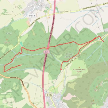 Itinéraire Circuit du Bois de Thionville, distance, dénivelé, altitude, carte, profil, trace GPS