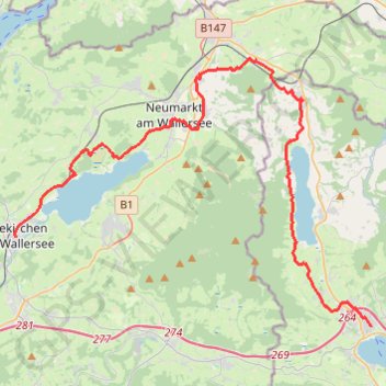 Itinéraire 2b.Seekirchen-Mondsee, distance, dénivelé, altitude, carte, profil, trace GPS