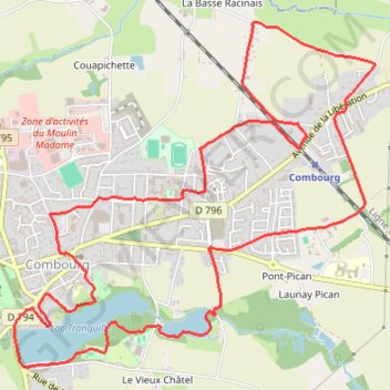 Itinéraire COMBOURG, distance, dénivelé, altitude, carte, profil, trace GPS