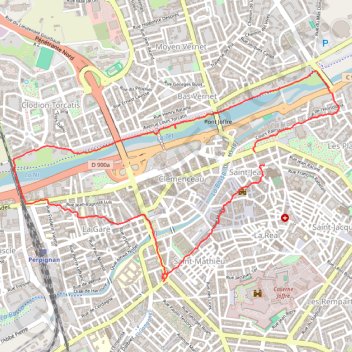 Itinéraire Perpignan Marche à pied, distance, dénivelé, altitude, carte, profil, trace GPS