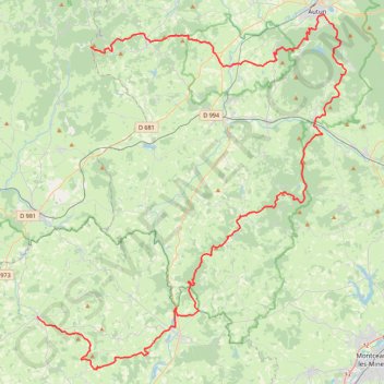 Itinéraire Morvan du mont Beuvray à Issy-l'Evêque, distance, dénivelé, altitude, carte, profil, trace GPS