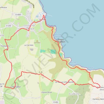 Itinéraire Omonville-la-Rogue (50440), distance, dénivelé, altitude, carte, profil, trace GPS