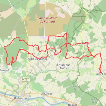 Itinéraire Le petit gué du Vau Robin, distance, dénivelé, altitude, carte, profil, trace GPS
