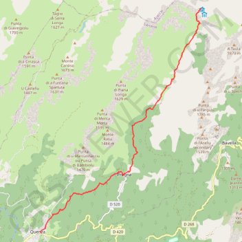 Itinéraire Liaison du refuge d'Asinau à Quenza, distance, dénivelé, altitude, carte, profil, trace GPS