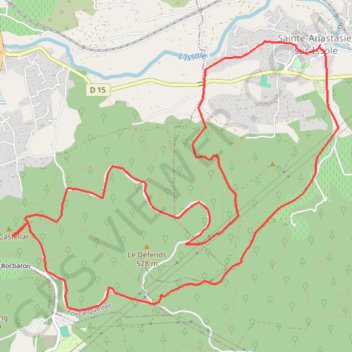 Itinéraire Sainte Anastasie plateau des Thémes, distance, dénivelé, altitude, carte, profil, trace GPS
