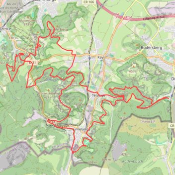 Itinéraire Circuit Dudelange - Esch, distance, dénivelé, altitude, carte, profil, trace GPS