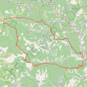 Itinéraire Tour de la Vallée du Galeizon (Gard-Lozère), distance, dénivelé, altitude, carte, profil, trace GPS