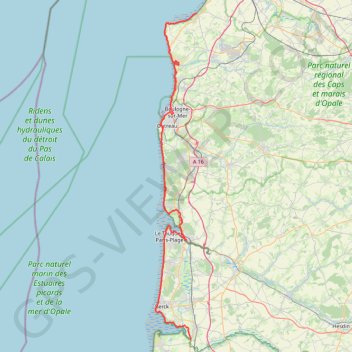 Itinéraire GR120 Randonnée de Wissant à Le Pas d'Authie (Pas-de-Calais), distance, dénivelé, altitude, carte, profil, trace GPS