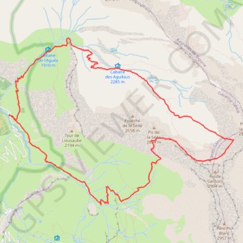 Itinéraire PIC DE L'AGELA PAR LE PAS DU GERBAT, distance, dénivelé, altitude, carte, profil, trace GPS