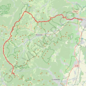 Itinéraire Crêtes des Vosges depuis le Markstein jusqu'à Colmar, distance, dénivelé, altitude, carte, profil, trace GPS