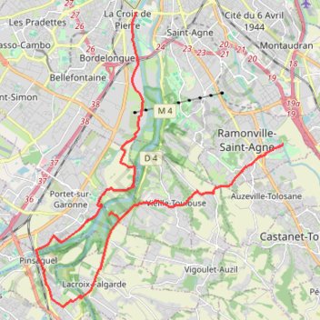 Itinéraire VTT au Parc du Confluent, Portet-sur-Garonne, distance, dénivelé, altitude, carte, profil, trace GPS