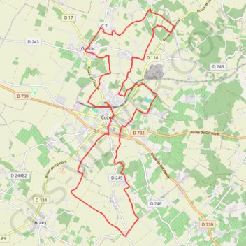 Itinéraire Cozes 25 kms, distance, dénivelé, altitude, carte, profil, trace GPS
