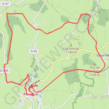 Itinéraire Pierrefort - Montrosier - Chabridet, distance, dénivelé, altitude, carte, profil, trace GPS