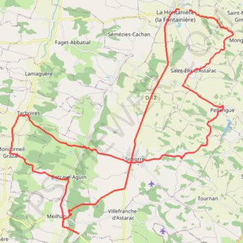 Itinéraire Circuit découverte 2 - Saramon, distance, dénivelé, altitude, carte, profil, trace GPS