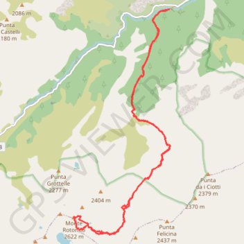 Itinéraire Monte Rotondo via Riviseccu, distance, dénivelé, altitude, carte, profil, trace GPS