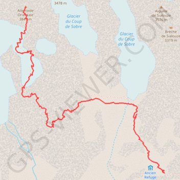 Itinéraire Ailefroide Orientale, distance, dénivelé, altitude, carte, profil, trace GPS