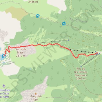 Itinéraire Du Parking de la station de Formiguères jusqu'au Refuge des Camporells, distance, dénivelé, altitude, carte, profil, trace GPS
